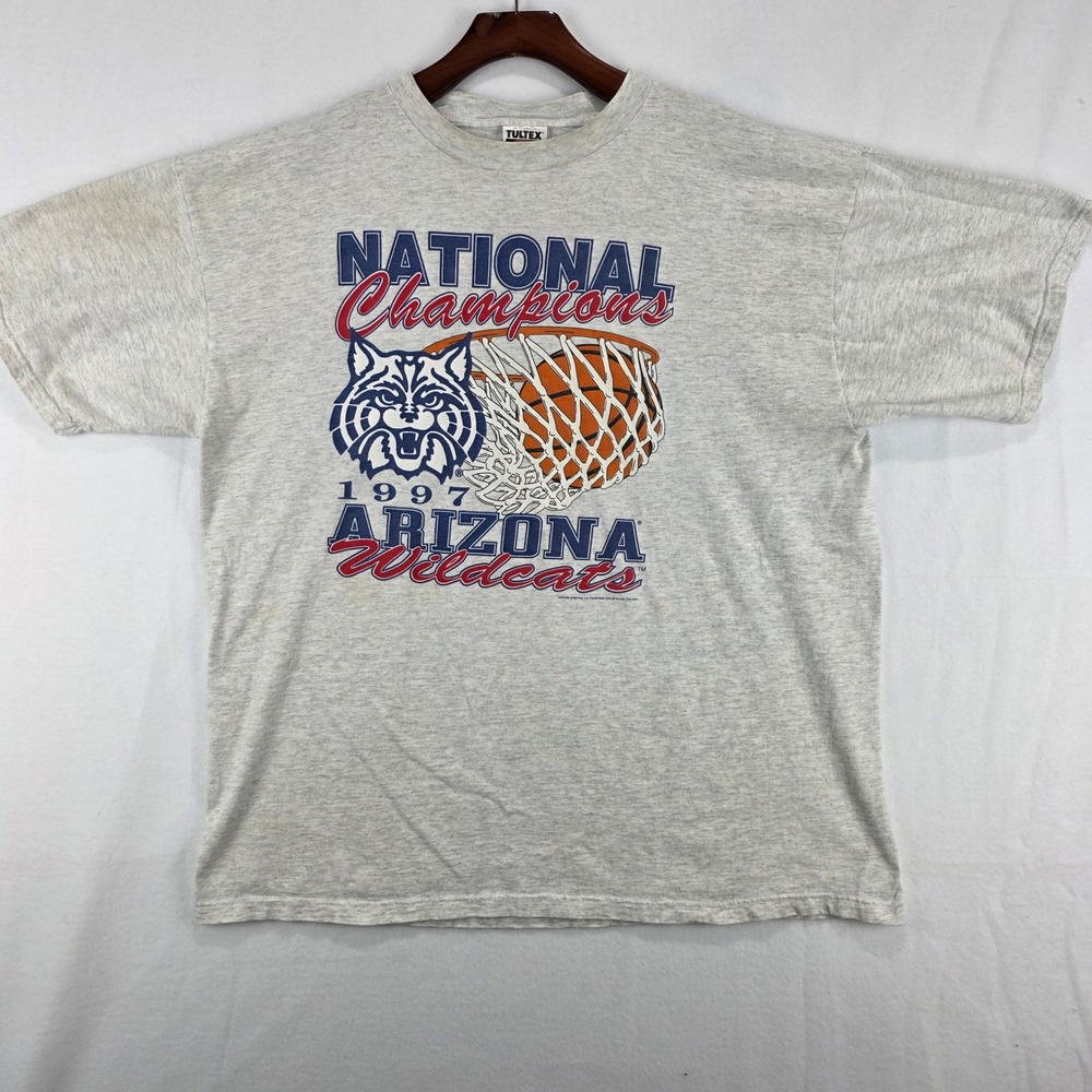 Vintage 1997 Arizona Wildcats National Champions Tultex T-Shirt Gray 2XL NCAA